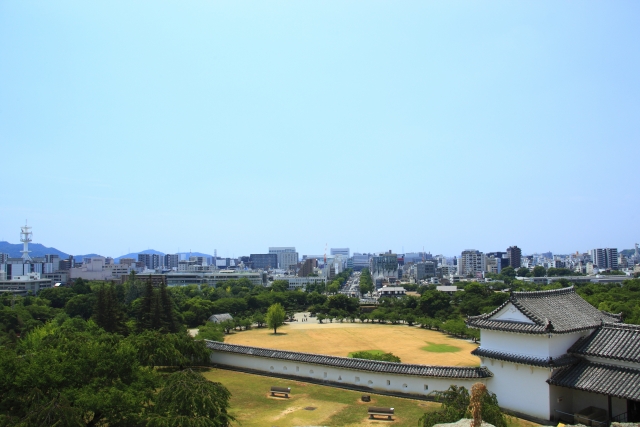 姫路城天守閣から望む姫路の街並み